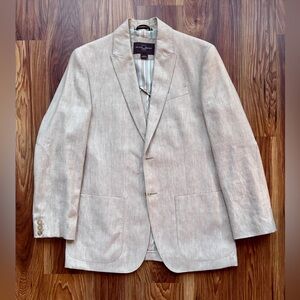 Black Brown 1826 Linen Blend Cream Suit Blazer (Size M)